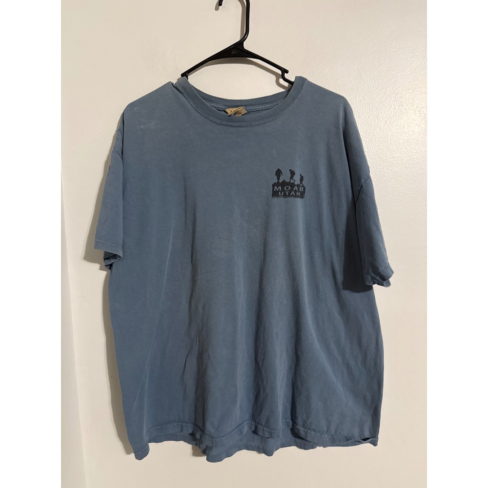 The Mountain Moab Utah Hiking Graphic T-Shirt Mens XL Blue Funny Back Print
